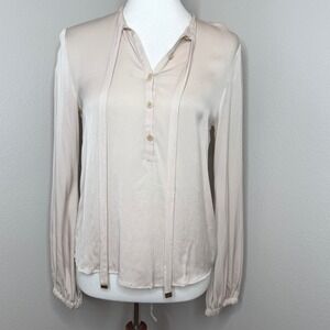 DIANE ON FURSTENBERG Silk Blend Blouse 8 Beige‎ Classic Quiet Luxury Minimalist
